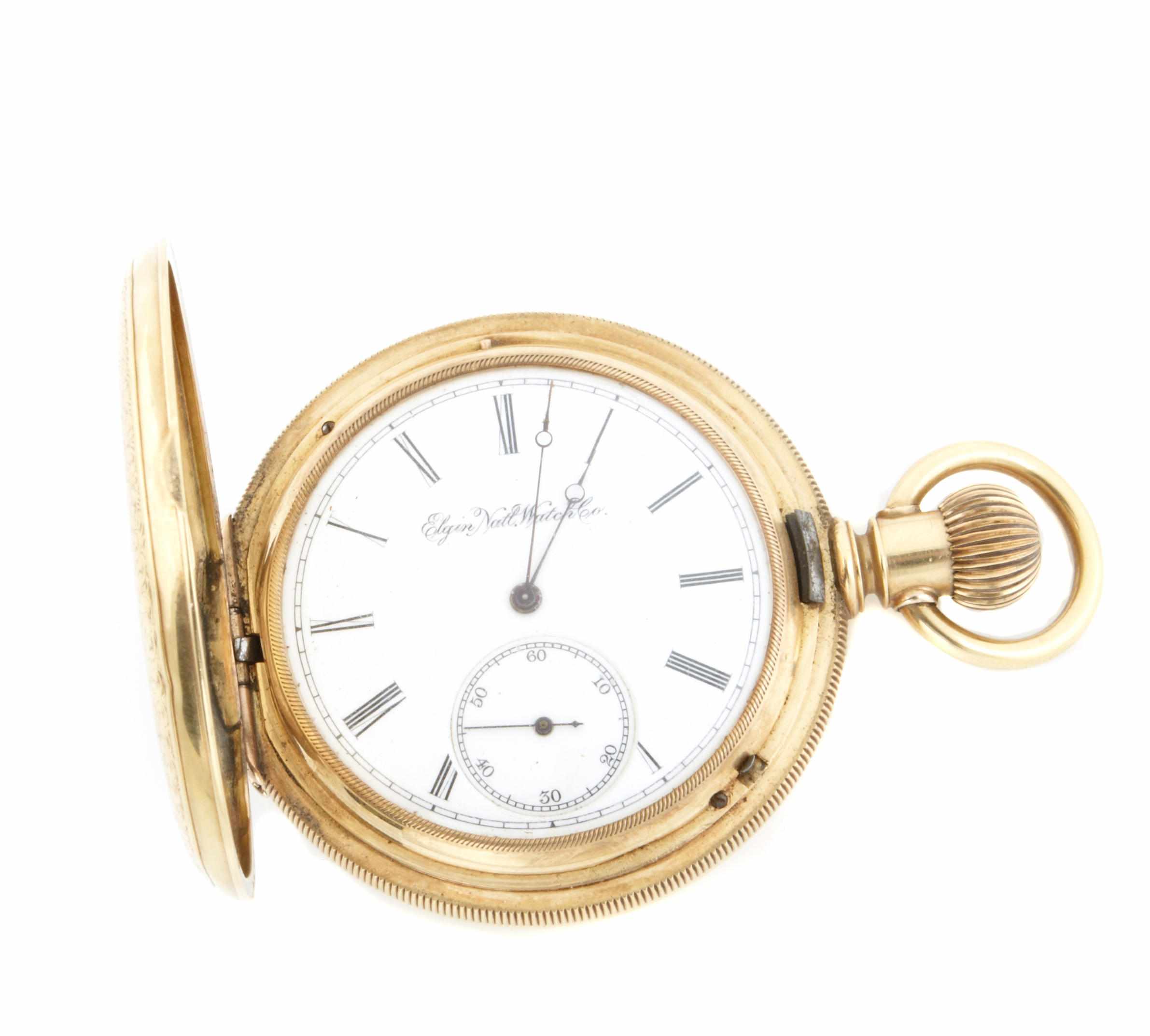 Appraisal: An K gold hunter cased pocketwatch Elgin Natl Watch Co