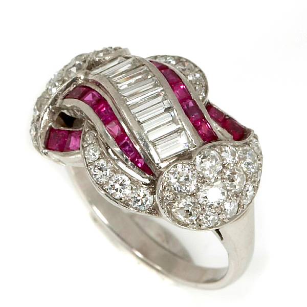 Appraisal: A diamond ruby and platinum ring