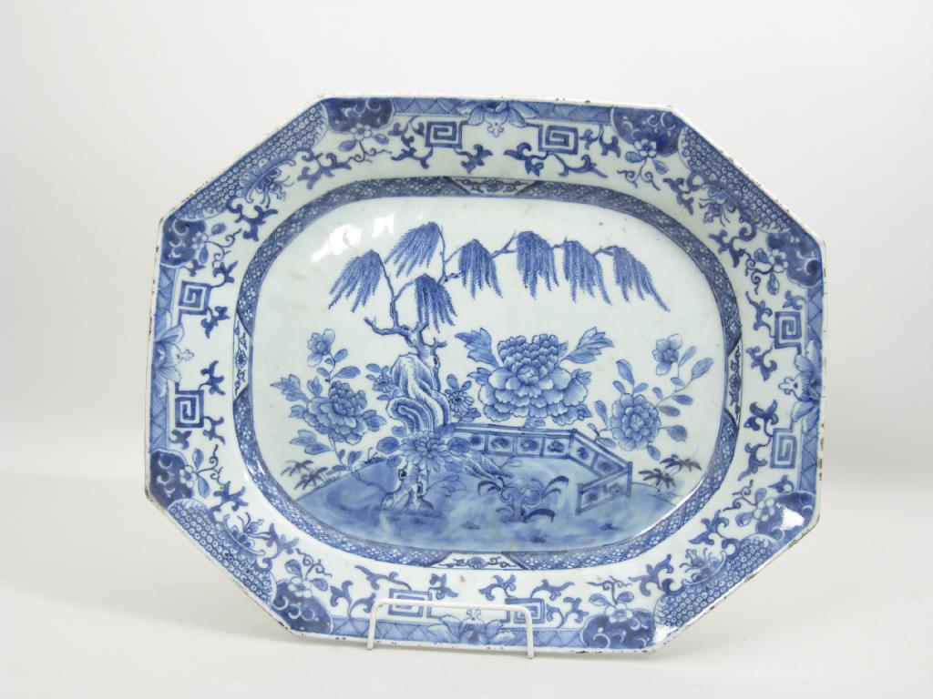 Appraisal: An early th Century Chinese blue and white octagonal Meat