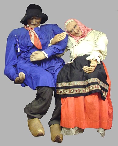 Appraisal: Cloth Pair of life-size Bernard Ravca figures Elderly French couple