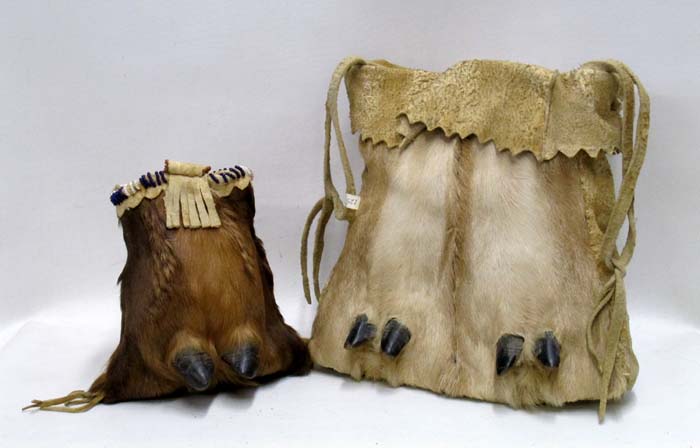 Appraisal: TWO NATIVE AMERICAN HOOF BAGS the first a tobacco bag