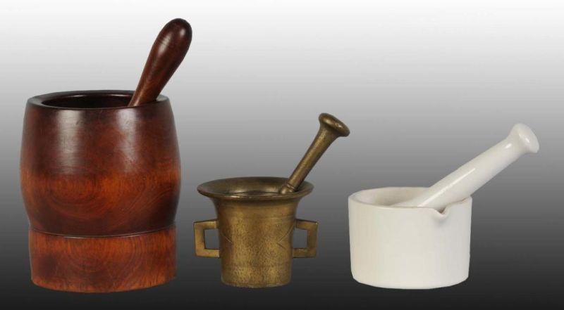 Appraisal: Lot of Assorted Mortar Pestles Description Moderate overall wear Condition