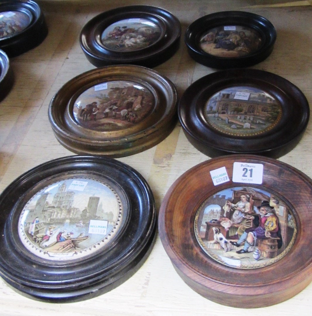 Appraisal: Six Prattware pot lids comprising Strasburg Chapel Royal Savoy Hide