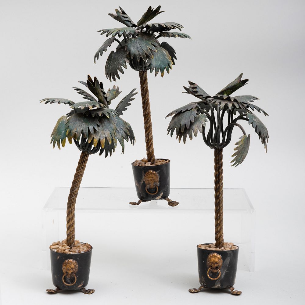 Appraisal: Three Regency Style T le Potted Palm Trees x x