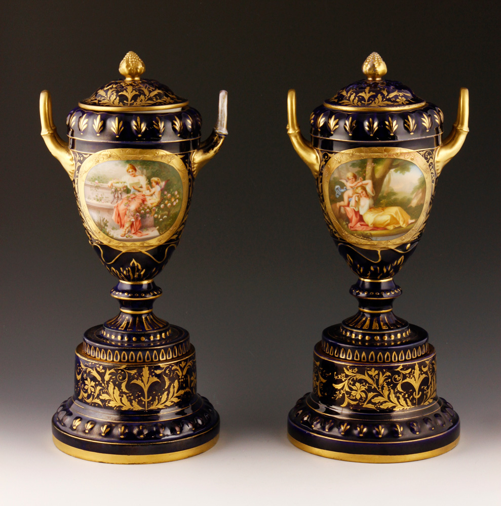 Appraisal: - th C Pair of Royal Vienna Vases th century