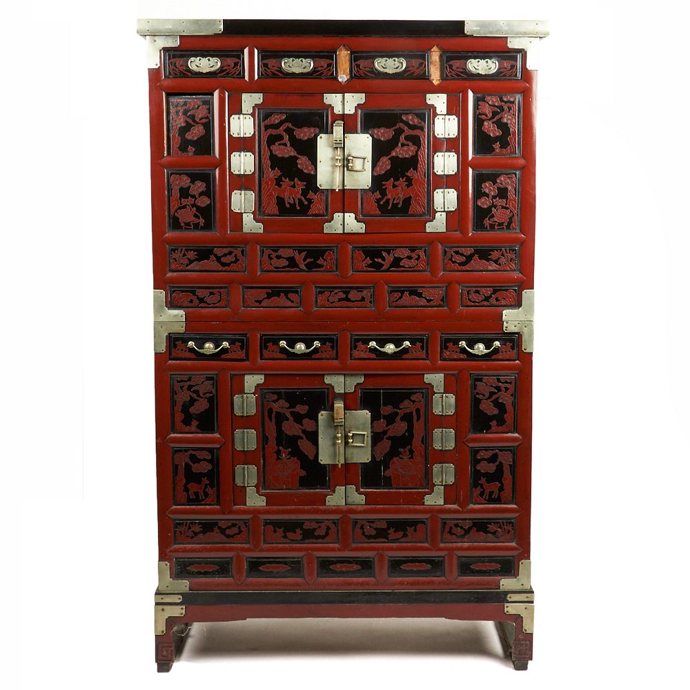 Appraisal: th c Korean Lacquered Wooden Bandaji Dresser Joseon Choson or