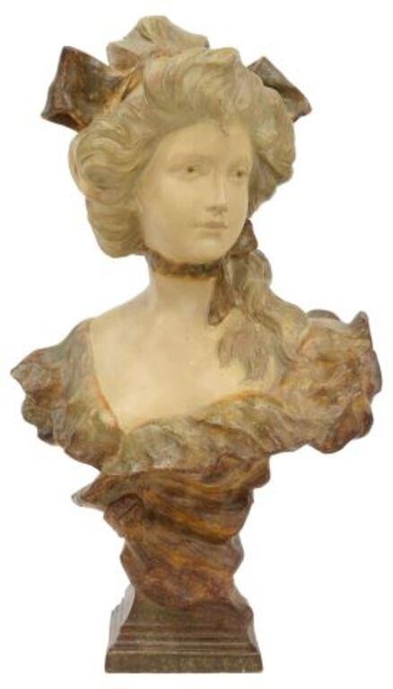 Appraisal: French terracotta bust Young Woman signed in cast after Lefevre