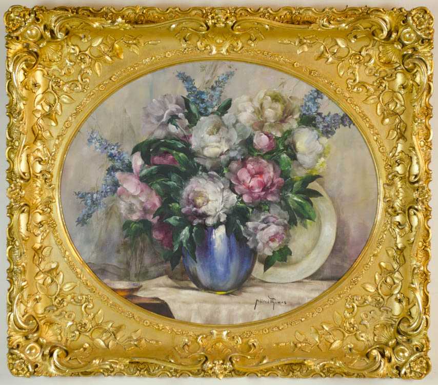 Appraisal: MILDRED THOMAS OIL ON CANVAS United States th century Floral