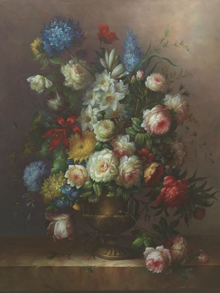 Appraisal: AMERICAN SCHOOL TH CENTURY x Floral still life Oil on