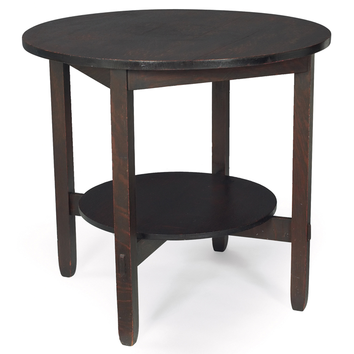 Appraisal: Stickley Brothers lamp table circular top above a lower shelf