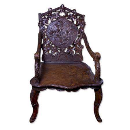 Appraisal: Black Forest Style Carved Mahogany Armchair Estimate -