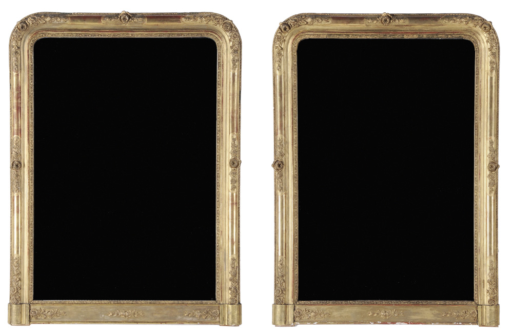 Appraisal: Pair Gilt Wood Pier Mirrors probably French th century each