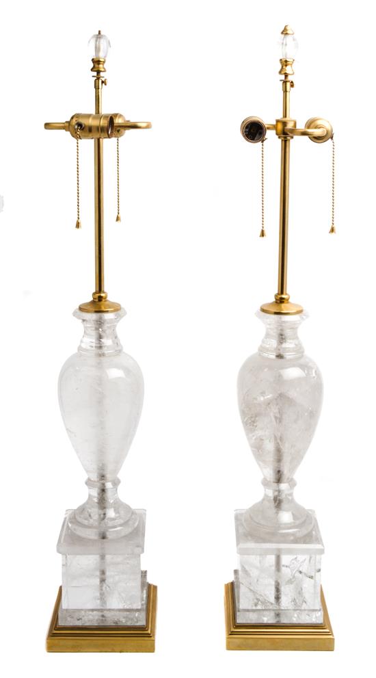 Appraisal: Sale Lot A Pair of Rock Crystal Table Lamps each