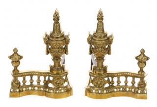 Appraisal: Pair of French Gilt Brass Neoclassical Chenets French early th