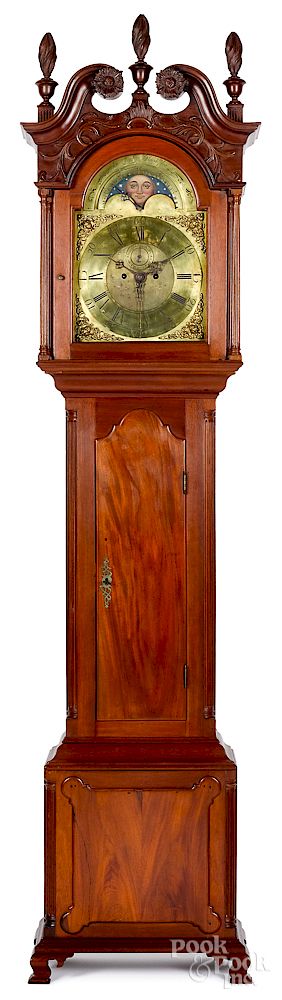 Appraisal: Philadelphia Chippendale mahogany tall case clock Exclusive on Bidsquare Philadelphia