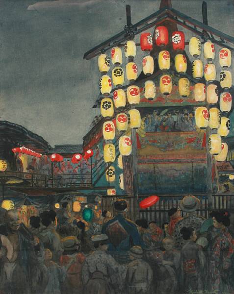 Appraisal: Elizabeth Keith British - Temple Festival Kyoto Japan - signed