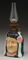 Appraisal: PORCELAIN INDIAN MINI LAMP Unlisted Bust of Indian decorated in