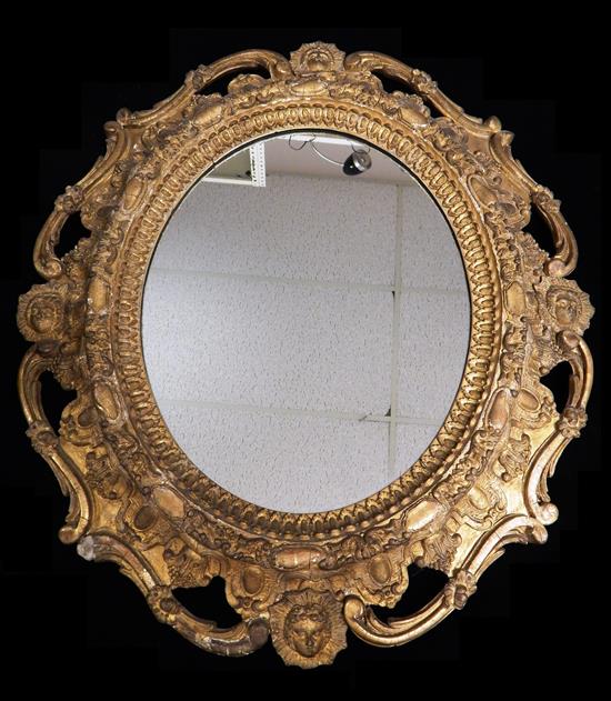 Appraisal: Mid- th C wall mirror oval-shaped wooden frame with composition