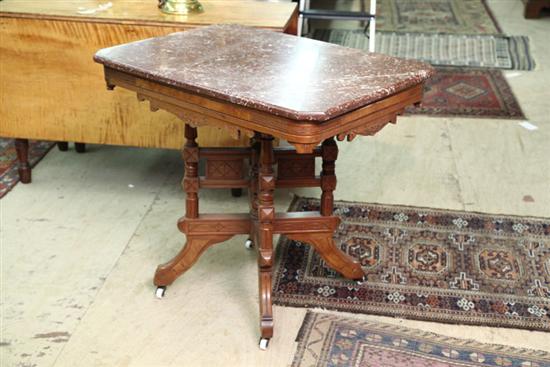 Appraisal: VICTORIAN MARBLE TOP TABLE Mottled brown and white top with