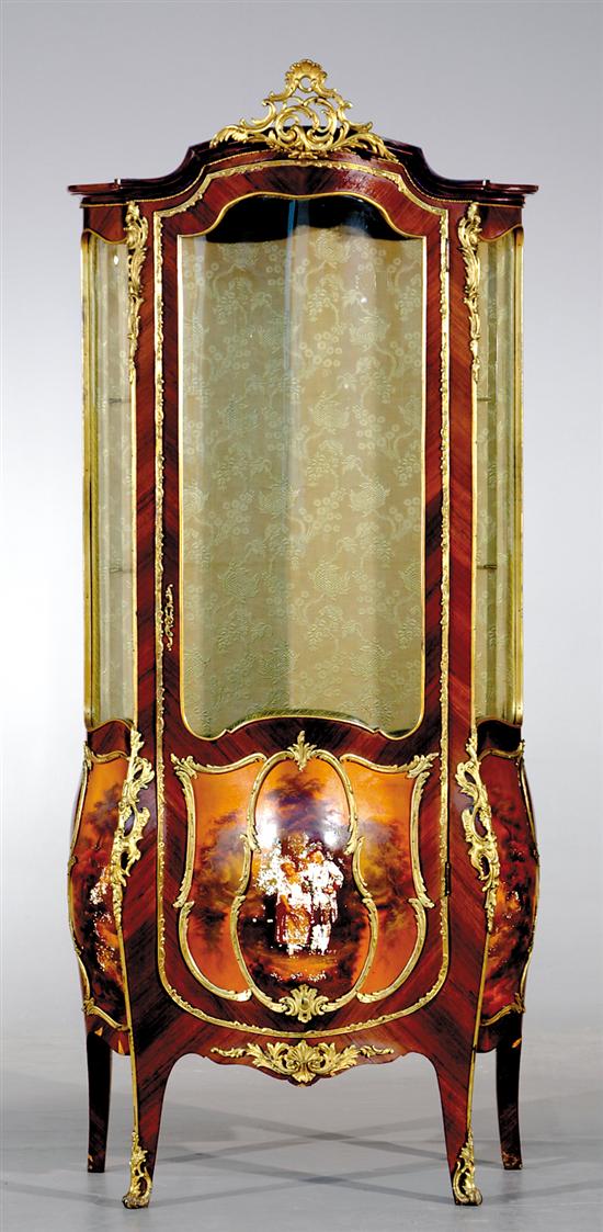 Appraisal: Louis XV style kingwood and ormolu-mounted bombe vitrine late th