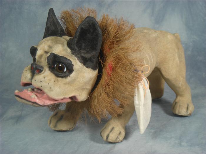 Appraisal: Paper mache French Bulldog nodder with working growler mechanism articulated