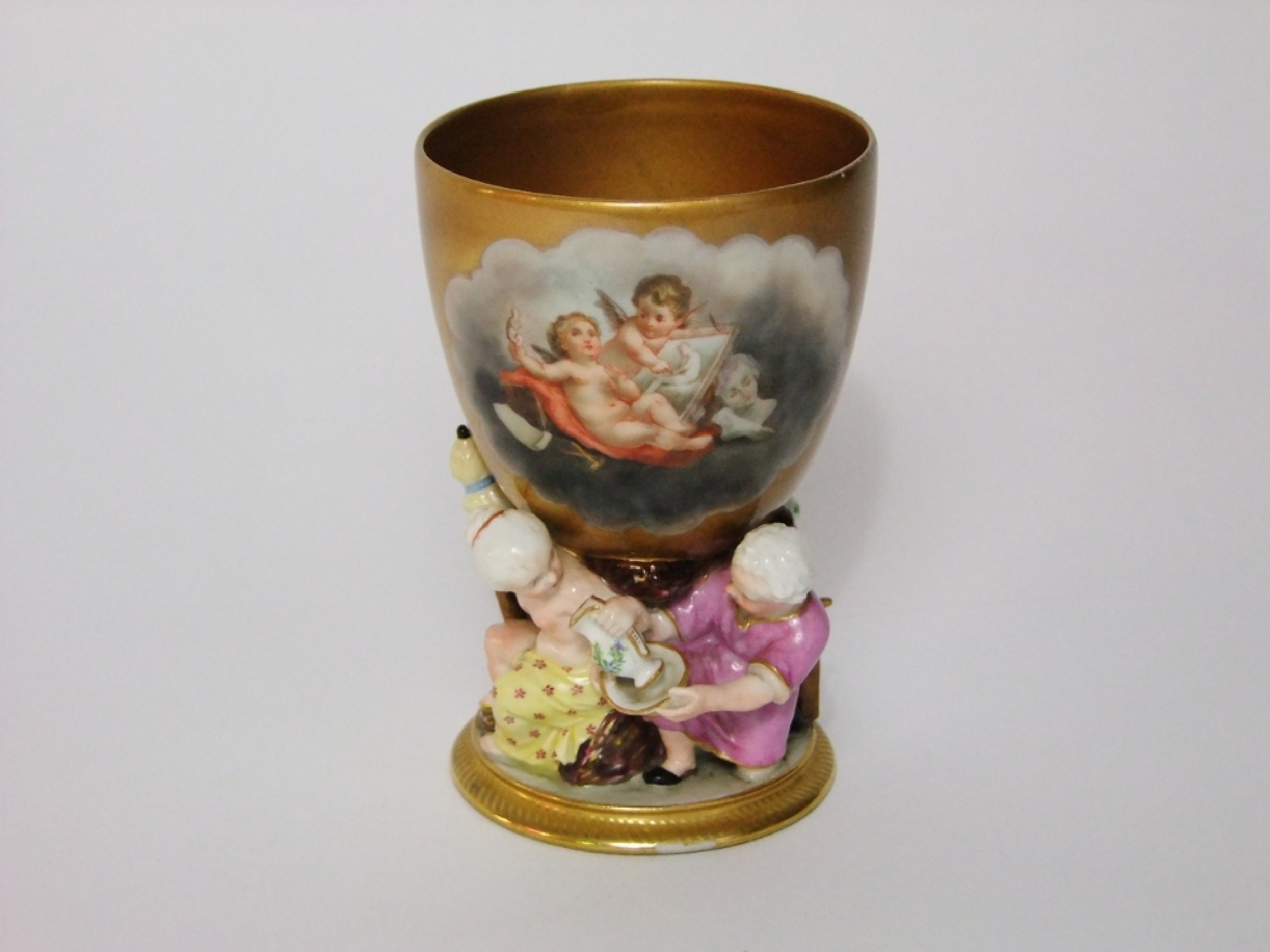 Appraisal: A good quality th century goblet with two painted reserved