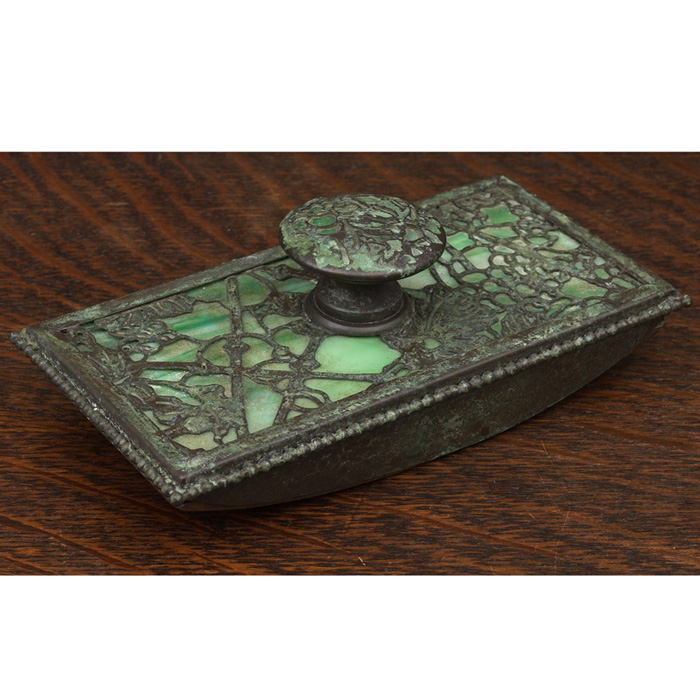 Appraisal: Tiffany Studios rocker blotter bronze with a grapevine pattern over