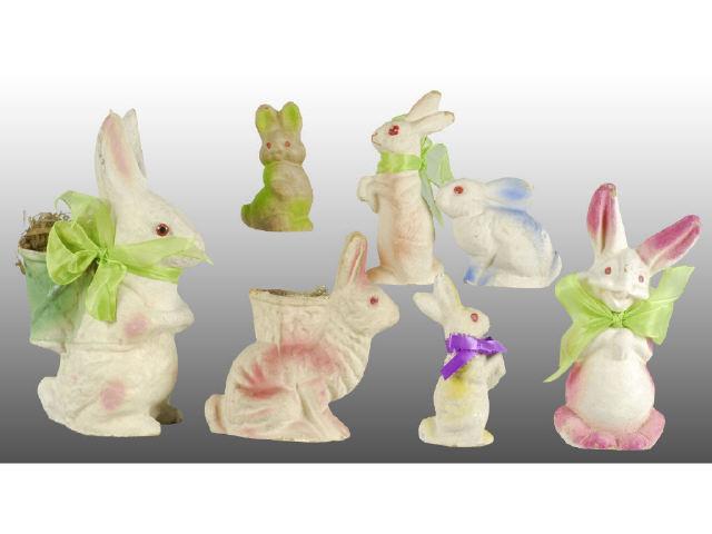 Appraisal: Lot of American Pulp Easter Rabbit Figures Description Circa s