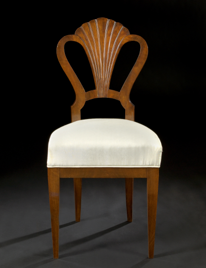 Appraisal: Continental Art Deco Mahogany Sidechair early th century the shell-form