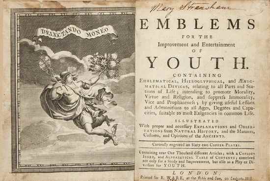 Appraisal: Emblems for the Entertainment and Improvement of Youth engraved frontispiece