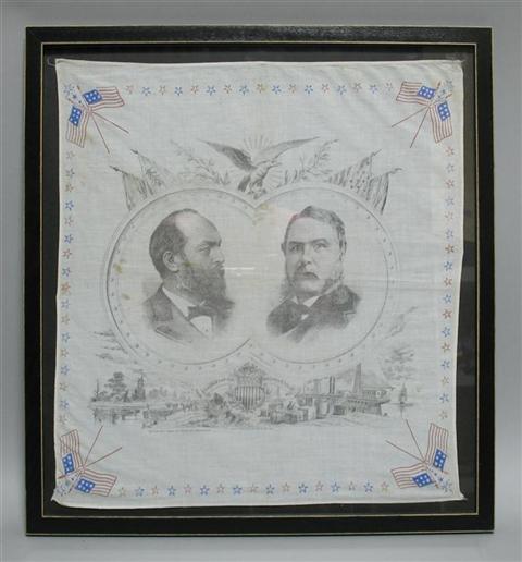 Appraisal: FRAMED ARTHUR GARFIELD CAMPAIGN BANDANA