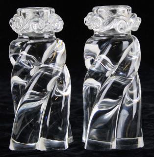 Appraisal: pair of signed Baccarat crystal Alladin Swirl candlesticks x pair