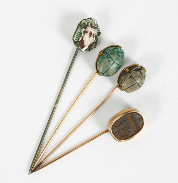 Appraisal: Lot of four Victorian stick pins with Egyptian themes including