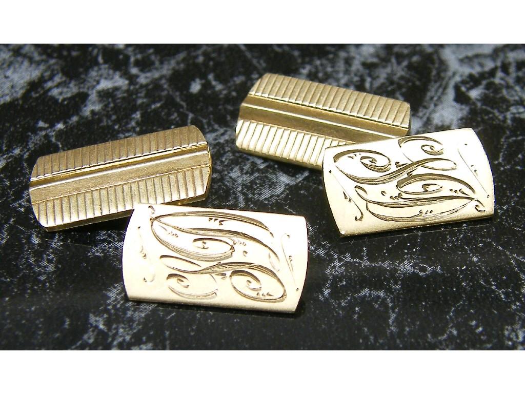 Appraisal: Pair of ct engraved cufflinks gm