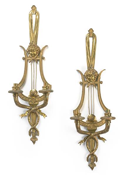 Appraisal: A set of four Louis XVI style gilt bronze bras