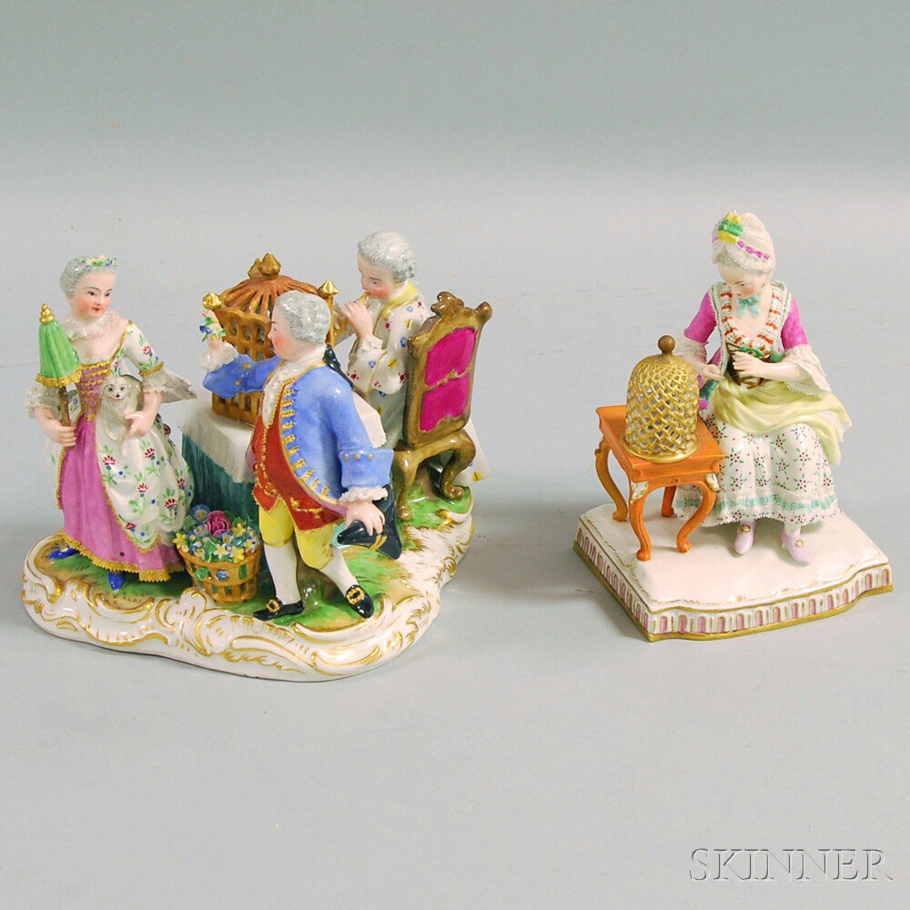 Appraisal: Two Meissen Porcelain Figural Groups one with three th century