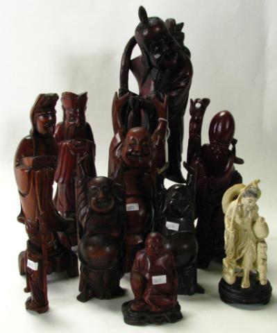 Appraisal: Group of Oriental Carved Figures including one reconstituted ivory man