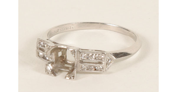 Appraisal: Platinum diamond Art Deco engagement ring set with diamond accents