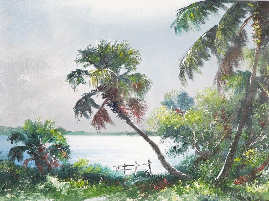 Appraisal: Harold Newton American - Oil on board Florida Highwaymen painting