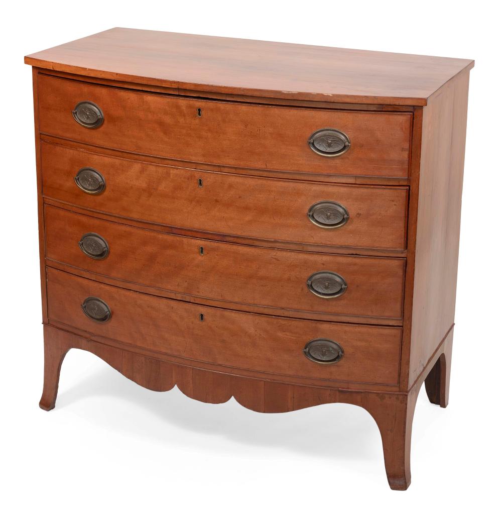 Appraisal: HEPPLEWHITE BOWFRONT BUREAU CIRCA HEIGHT WIDTH DEPTH HEPPLEWHITE BOWFRONT BUREAU