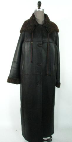 Appraisal: Dark Brown Shearling Coat w Detable Hood Nappa Finish Size