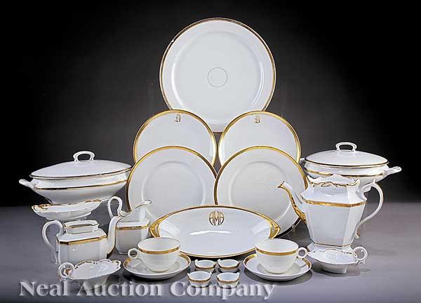 Appraisal: An Assembled Set of Gold Banded and White Porcelain Dinnerware