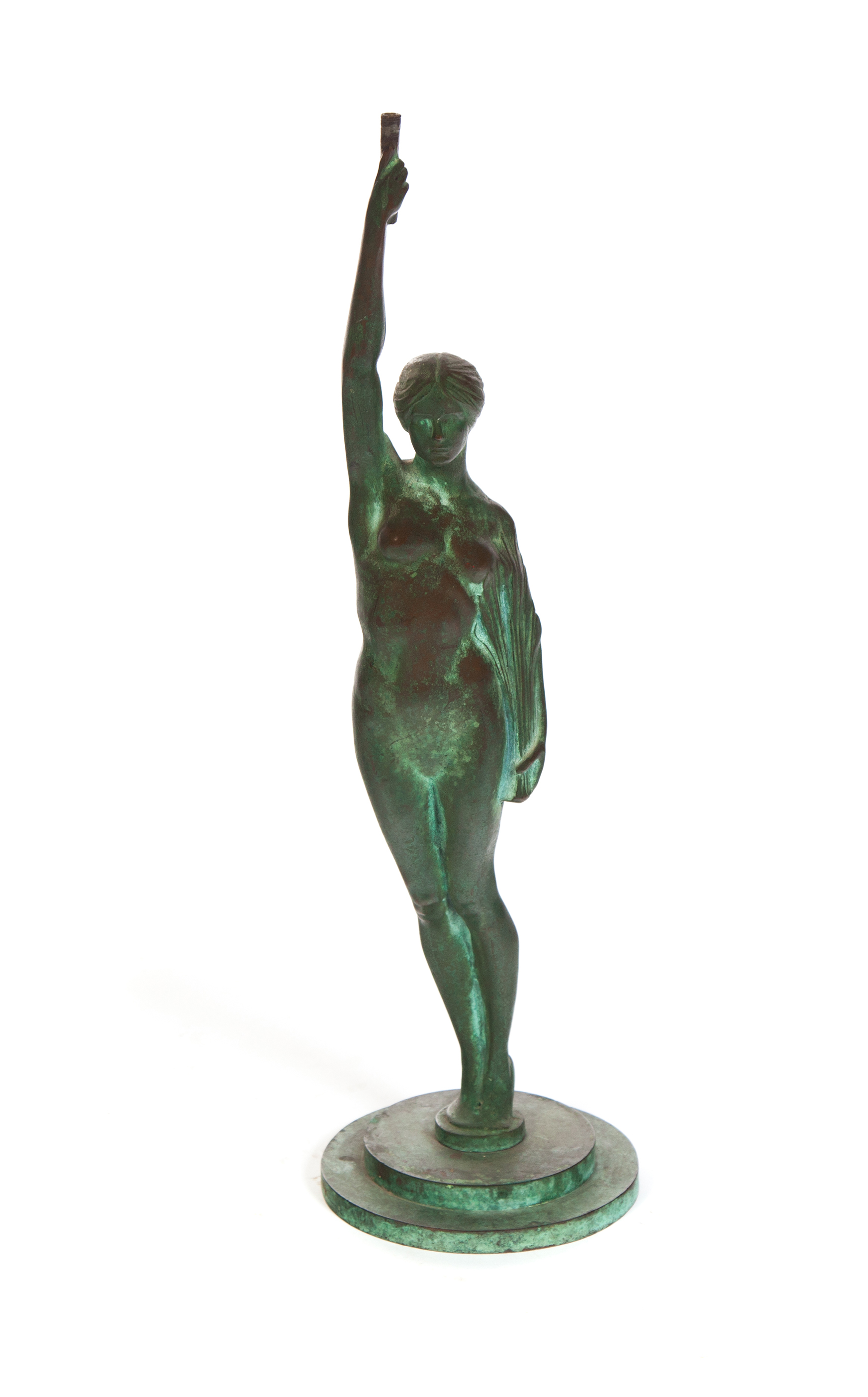 Appraisal: ART DECO-STYLE BRONZE FIGURAL NUDE European th century Well-detailed female