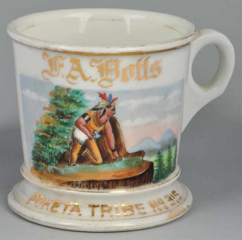 Appraisal: Fraternal Shaving Mug Description Gilt name F A Botts Shows