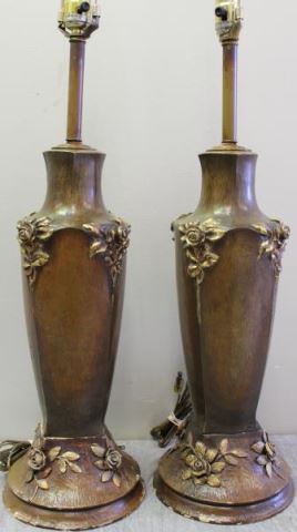 Appraisal: Marionnet Albert Signed Pair of Bronze Lamps A pair of