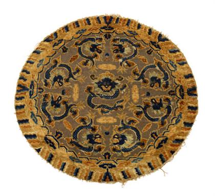 Appraisal: Ningshia silk and metal-thread circular rug northwest china circa late