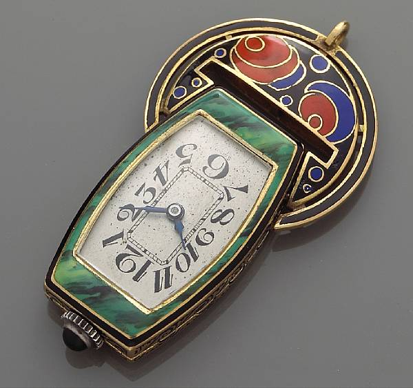 Appraisal: A gold and enamel pendant watch Swiss Movement by Home