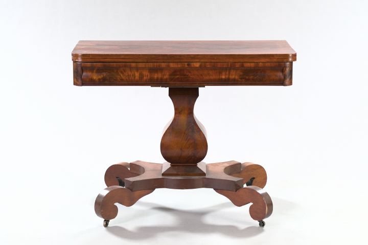 Appraisal: American Late Classical Mahogany Fold-Over Games Table second quarter th