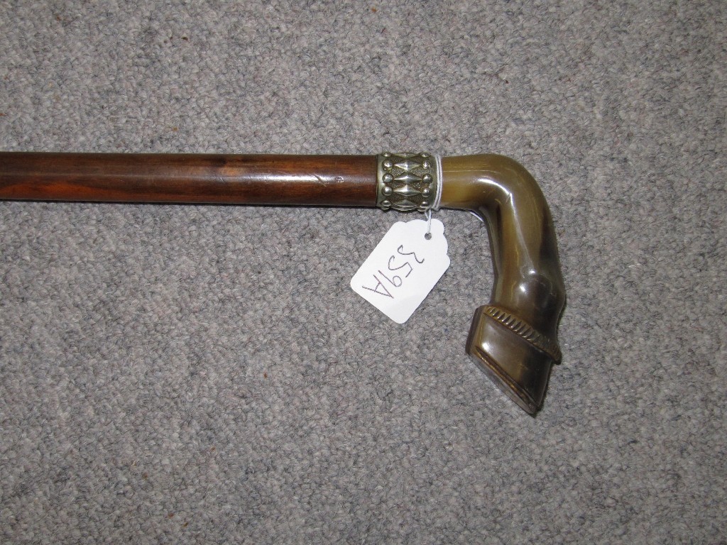 Appraisal: Walking stick with bone handle modelled as a horse's hoof