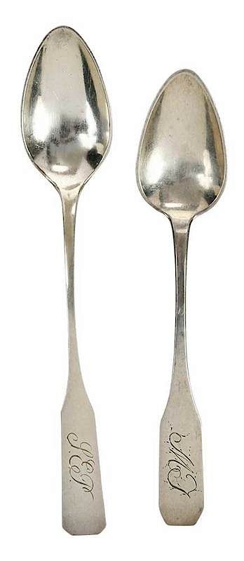 Appraisal: Two John Vogler Coin Silver Spoons North Carolina early th